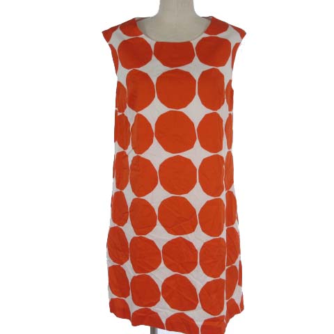 マリメッコ Marimekko ワンピース ノースリーブ ひざ丈 膝丈 水玉 総柄 コットン オレンジ ホワイト 白 38 M位 Ecr14 レディース 022 ベクトルパーク