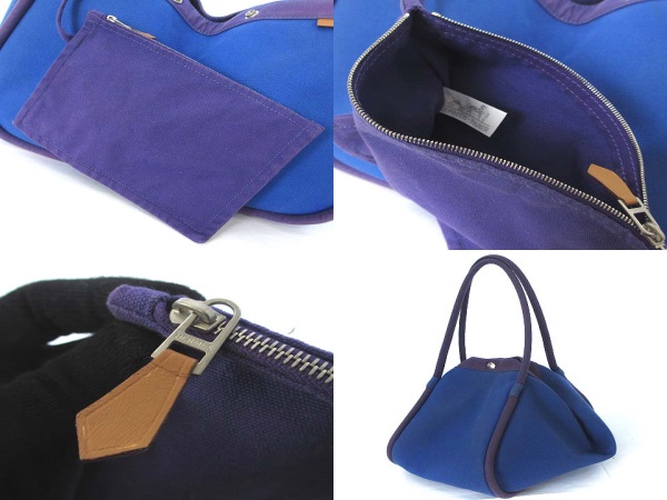 エルメス HERMES サックバガ GM トート バッグ ハンド キャンバス 