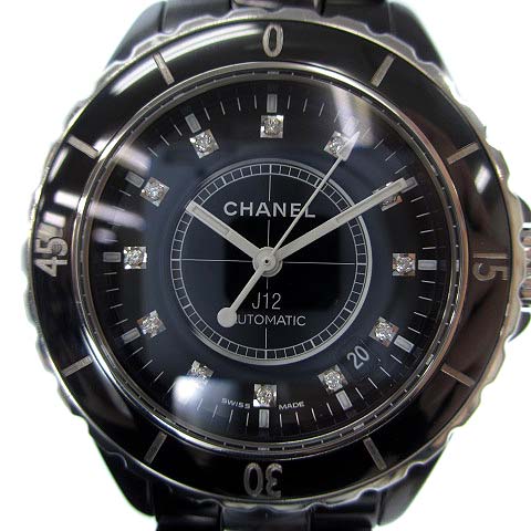 シャネル CHANEL J12 38mm H1626 12P ダイヤ ブラック セラミック  