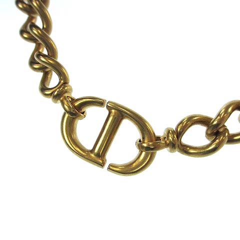 ディオール Dior CD NAVY CD ネイビー チョーカー ネックレス ゴールド 