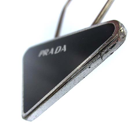 PRADA キーホルダー 三角形 黒 PRADA プラダ キーリング メンズ レディース 三角ロゴ メタル