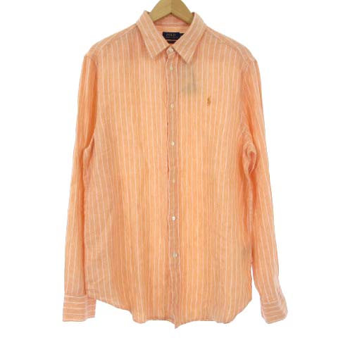 美品 Ralph Lauren RELAXED FIT リネン ホワイ長袖シャツ Ralph Lauren RELAXED FIT リネン ホワイ長袖シャツ