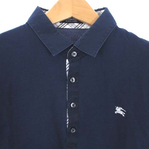 ☆バーバリーブラックレーベル ポロシャツ 半袖/メンズ/2/ネイビー☆美品 本物バーバリーブラックレーベルBURBERRY BLACK LABELコットン