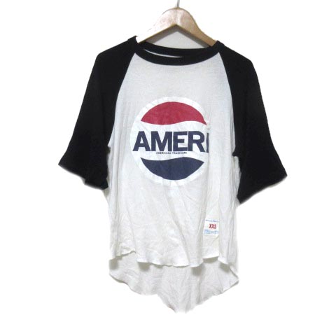 アメリカーナ Americana Tシャツ 5分袖 五分袖 ラグラン プリント 白 紺 ホワイト ネイビー Xxs コットン レーヨン X メンズ 022 ベクトルパーク