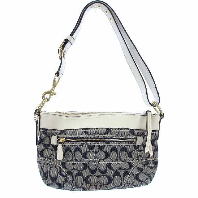 極美品 コーチ ショルダーバッグ シグネチャー キャンバス ネイビー10561 極美品 コーチ ショルダーバッグ シグネチャー キャンバス