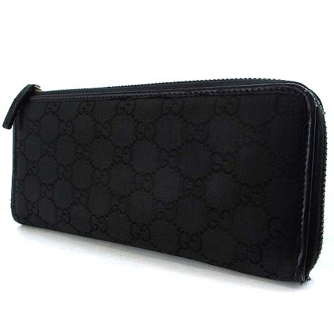 グッチ GUCCI 268917 長財布 L字ファスナー GG柄 ナイロン レザー 