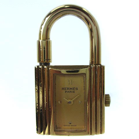 エルメス HERMES ケリーウォッチ 腕時計 クォーツ カデナ 南京錠 フェイスのみ ゴールド 金 ☆AA★ レディース