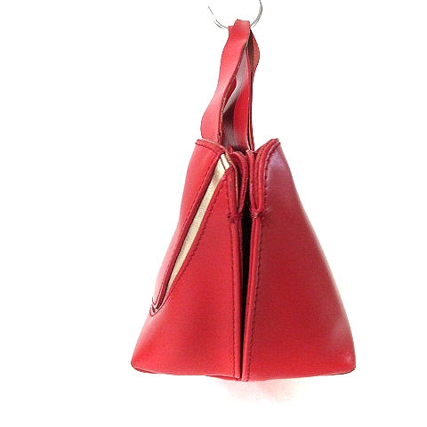 本物 モラビト ハンドバッグ 新品同様 レディース 赤 レッド レア 自立可能 フルラ FURLA ハンドバッグ 横長 フェイクレザー 赤 レッド かばん