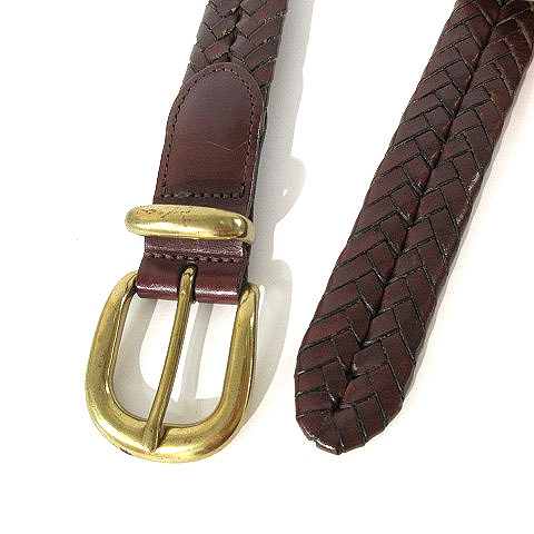 コーチ COACH 5922 ベルト レザー 編み込み 茶 ブラウン メンズ