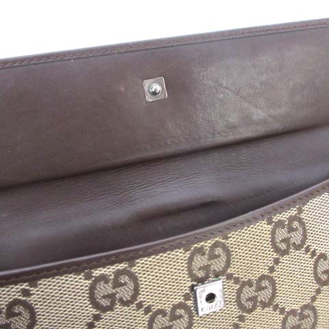 【激レア 美品】グッチ　長財布　二つ折り　GGキャンバス　ロゴプレート　茶色 激レア 美品】グッチ 長財布 二つ折り GGキャンバス ロゴ