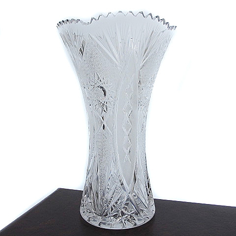 32 ボヘミア ガラス 花瓶 Bohemia ハンドカット クリスタル 花器