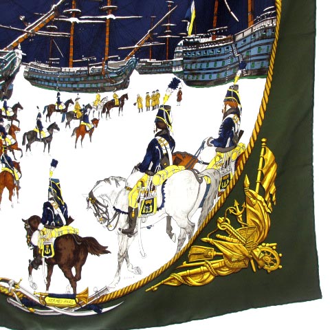 エルメス HERMES カレ 90 MARINE ET CAVALERIE 海と騎兵隊