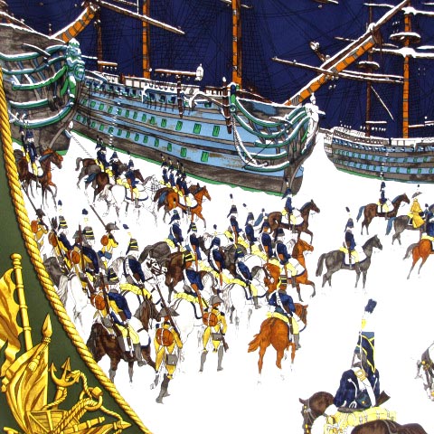 エルメス HERMES カレ 90 MARINE ET CAVALERIE 海と騎兵隊