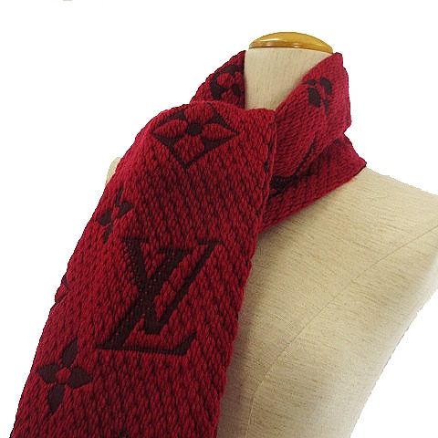 ルイヴィトン エシャルプ ロゴマニア マフラー ルビー 円く レッド 