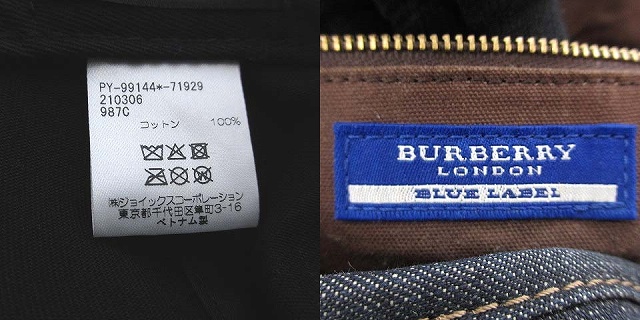 BURBERRY BLUE LABEL デニム トートバッグ レザー インディゴ BURBERRY BLUE LABEL ノバチェック デニム トートバッグ - メルカリ
