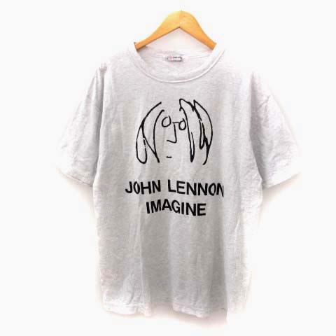 ジョンレノン John Lennon Tシャツ カットソー 半袖 イラスト プリント コットン ライトグレー L位 メンズ 022 ベクトルパーク