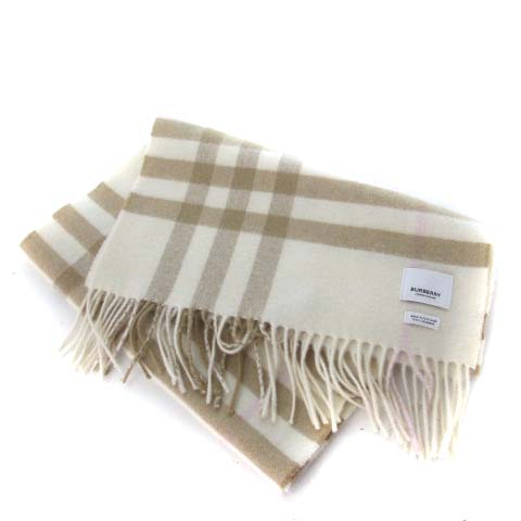 BURBERRYバーバリーマフラーカシミア100％アイボリー美品