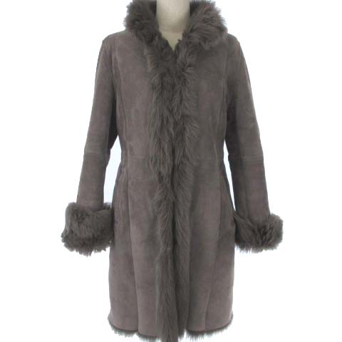 マーニ MANI ムートン コート ロング 羊革 裏ファー グレー M アウター  