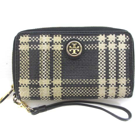 トリーバーチ TORY BURCH 長財布 ウォレット チェック ロゴ ラウンド 