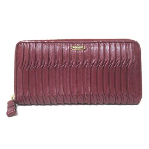 コーチ COACH 財布 赤 F51119 長財布 マディソンギャザードレザー 