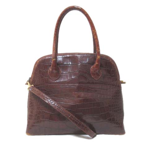 フルラ FURLA オールド クロコ型押し レザー 2way ハンドバッグ 