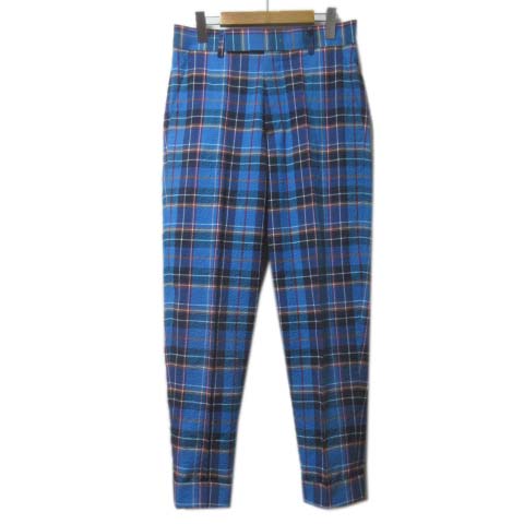 ポールスミス PAUL SMITH パンツ チェック 青 ブルー シアサッカー M 