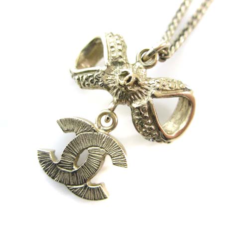 シャネル CHANEL B12P ココマーク リボン ネックレス ペンダント  