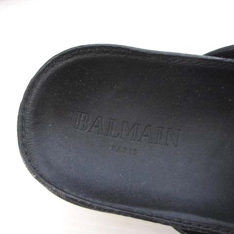バルマン BALMAIN シャワーサンダル タッセル レザー ブラック 黒 39 