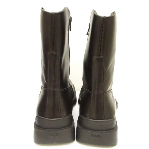 プラダ PRADA 7 0977 ショートブーツ スクエアトゥ サイドジップ 