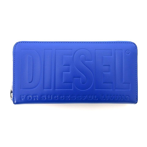 未使用品 ディーゼル DIESEL 長財布 ラウンドファスナー ロゴ エンボス 