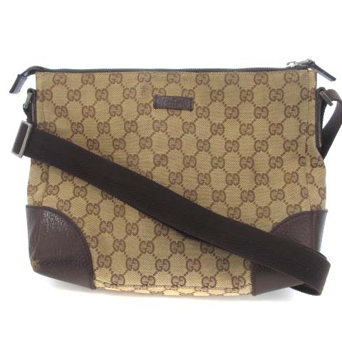 グッチ GUCCI 114273 GGキャンバス ショルダーバッグ レザー ベージュ 