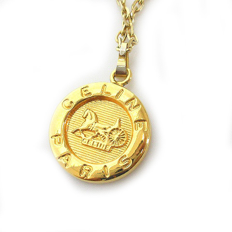 セリーヌ CELINE 美品 コイン ネックレス ペンダント 馬車モチーフ  