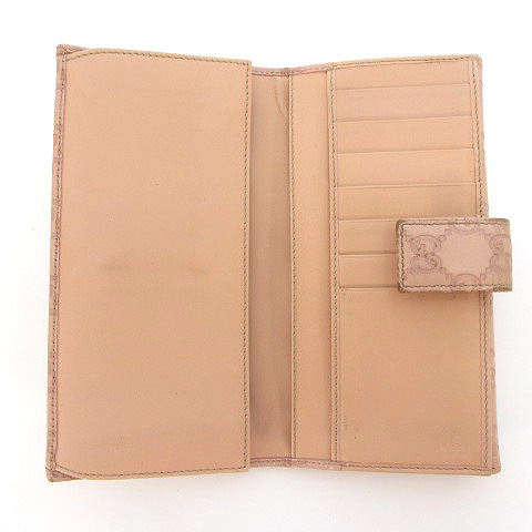 グッチ GUCCI 112715 GG柄 長財布 多収納 シマ レザー ピンク