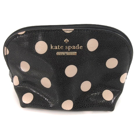 ケイトスペード KATE SPADE ポーチ ロゴ 水玉 ドット PVC 黒 白 □GY12 