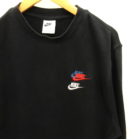 ナイキ NIKE トレーナー ロゴ刺繍 コットン 黒 ブラック S □GY01
