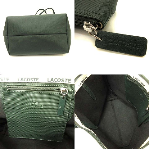 ラコステ LACOSTE トートバッグ ロゴ レザー 緑 グリーン カバン