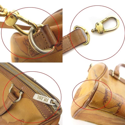 プリマクラッセ　地図柄　ＰＶＣ　ハンドバッグ　茶