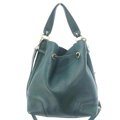 フルラ FURLA ショルダーバッグ 巾着 レザー 本革 グリーン 緑 鞄 □WY  