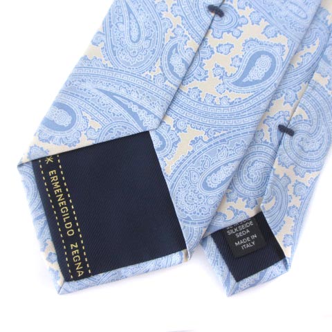 Zegna ペイズリー柄 ネクタイ　ゼニア　4万円　ブルー Zegna ペイズリー柄 ネクタイ ゼニア 4万円 ブルー - メルカリ