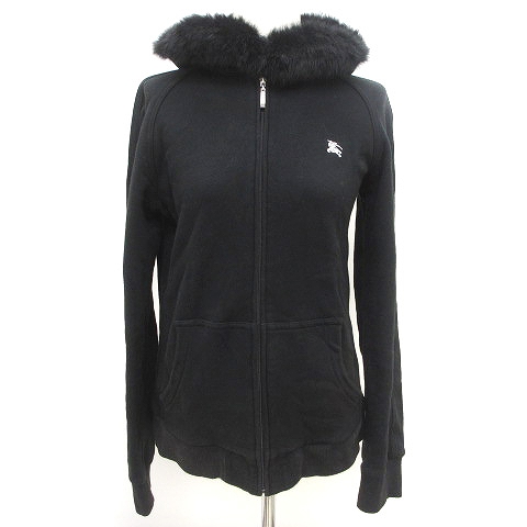 バーバリーブラックレーベル　ラビットファー付き フーディー BURBERRY ブラックレーベル パーカー ラビットファー付き