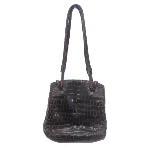 新宿屋 SHINJUKUYA クロコ ショルダーバッグ ハンド レザー 本革  