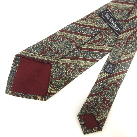 BURBERRY バーバリー ネクタイ レッド ブルー系 ペイズリー柄 総柄