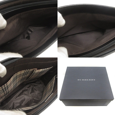バーバリー　トートバッグ　内側ノバチェック　肩掛け　自立　レザー　ブラック　ロゴ バーバリー BURBERRY トートバッグ ビジネスバッグ 内側ノバ