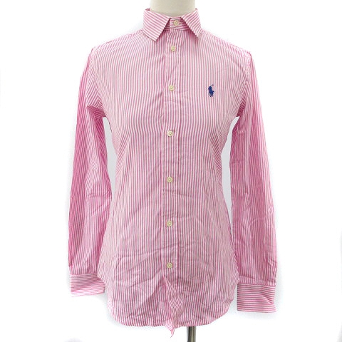 新品未使用】POLO Ralph Laurenピンクストライプ 長袖シャツ-【ポール