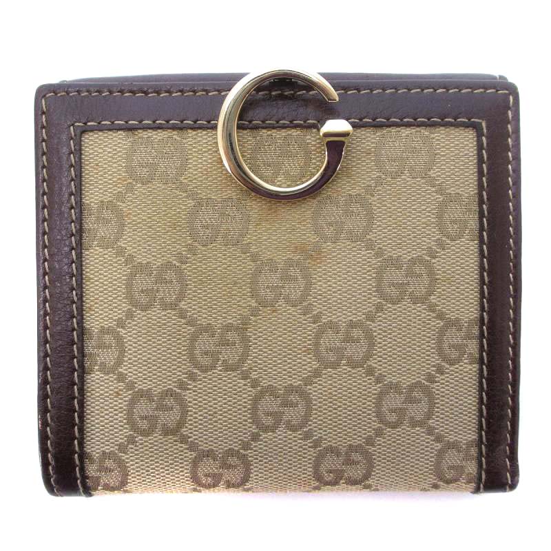 グッチ GUCCI 190390 二つ折り財布 ウォレット GG柄 キャンバス レザー  