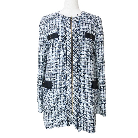 ランバンオンブルー LANVIN en Bleu ノーカラージャケット ジップ 