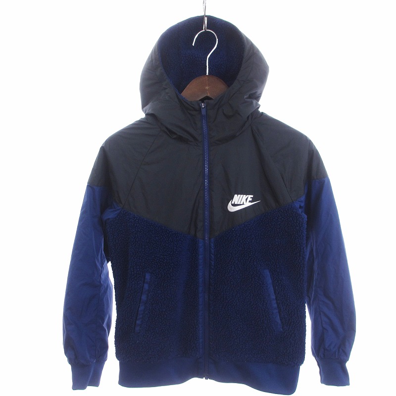 ナイキ NIKE ボアジャケット CJ4354-492 ジップアップ ロゴ 刺繍 紺 黒  