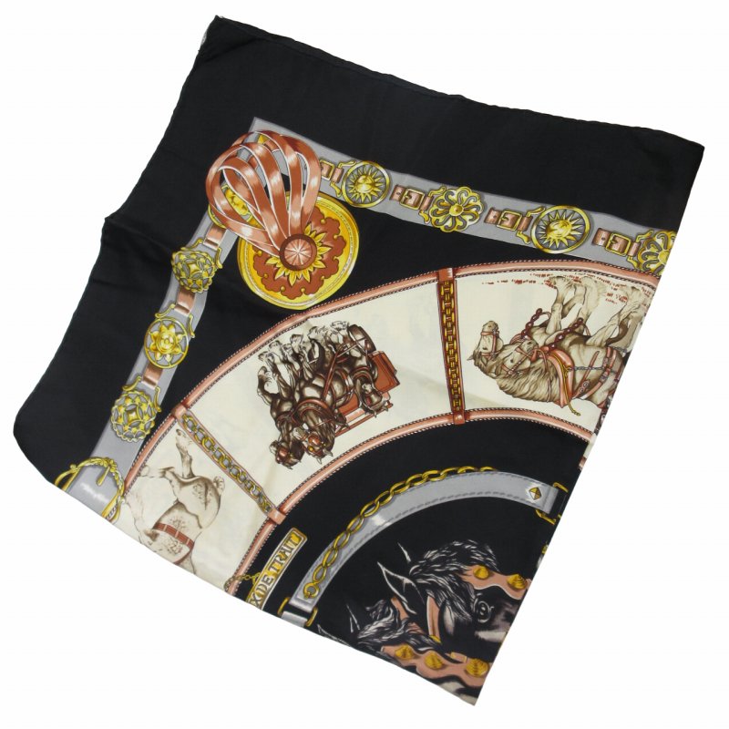 エルメス HERMES カレ90 CHEVAUX DE TRAIT スカーフ シルク100％ 輓馬  