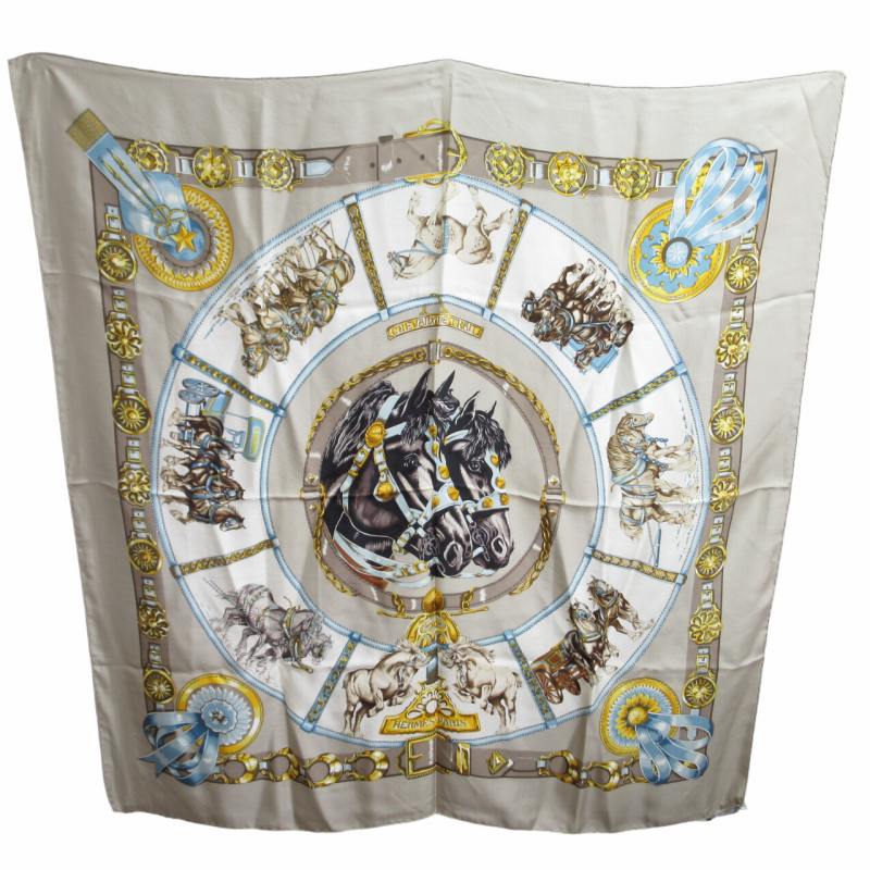 エルメス HERMES カレ90 CHEVAUX DE TRAIT スカーフ シルク100