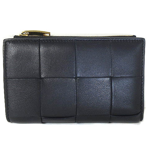 美品】ボッテガ ヴェネタ カセット マキシイントレチャート 折財布 黒